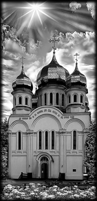 Храм в лучах света - картинки для гравировки